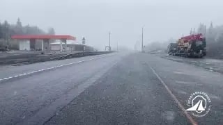 На трассе М5 под Златоустом выпал снег