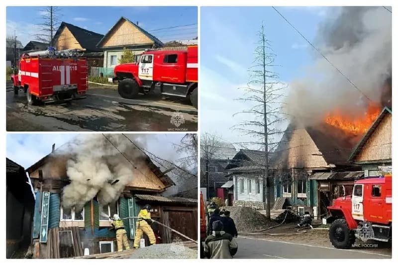 В Кыштыме при пожаре из дома вынесли газовый баллон